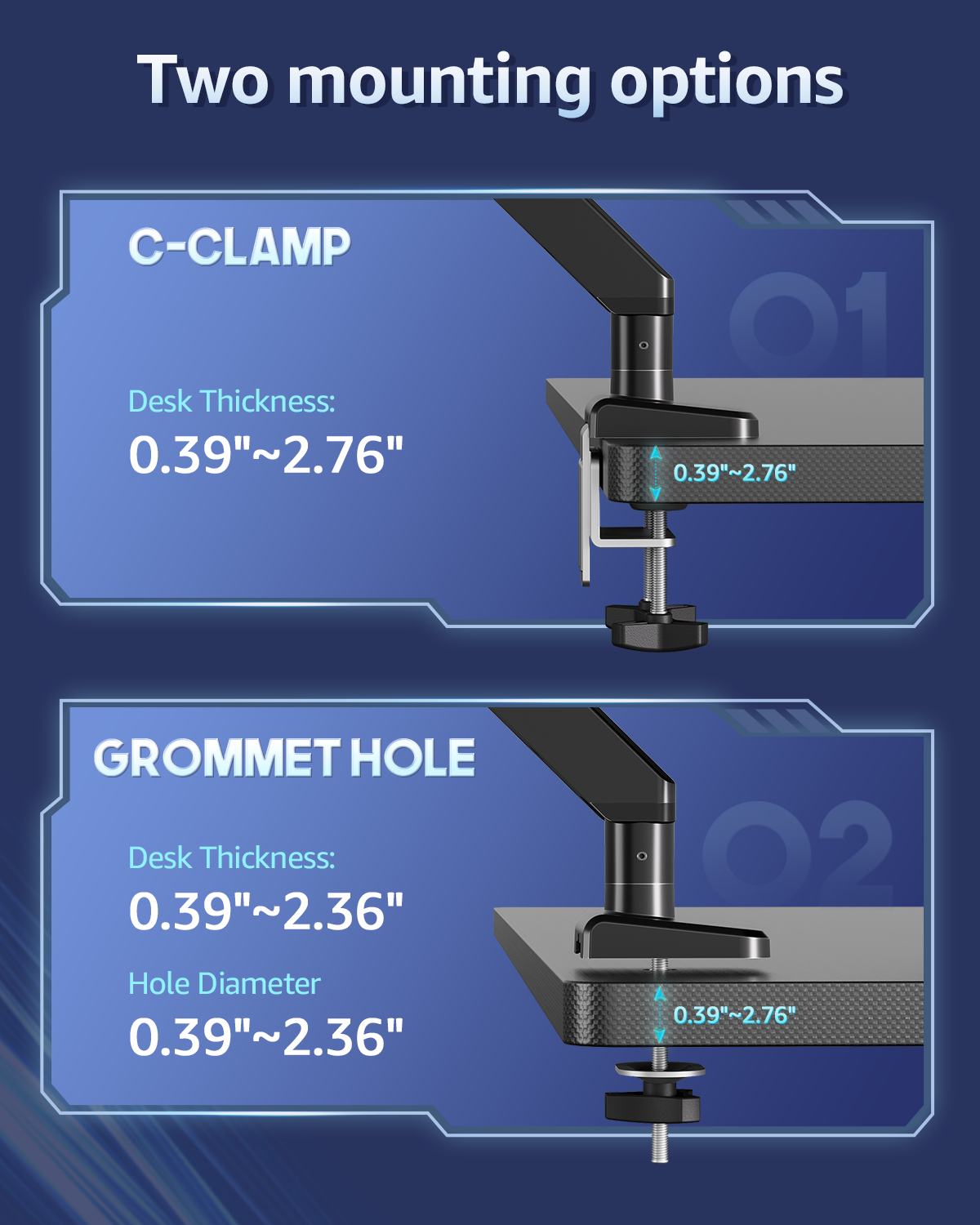 MOUNTUP Heavy Duty Single Monitor Arm Holds up to 33lbs, Monitor Stand for Desk for Max 42 Inch Screens, Height Adjustable Gas Spring Ultrawide Monitors Mount with C-Clamp & Grommet Base
