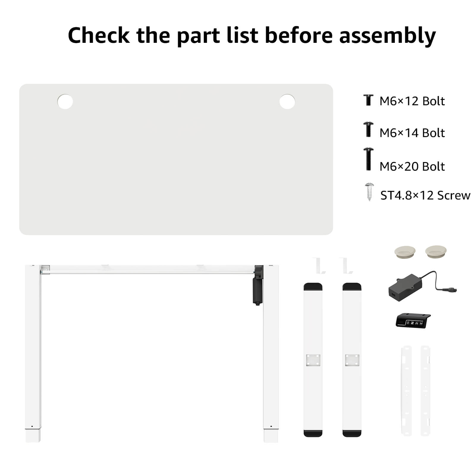 Height Adjustable Electric Standing Desk - White MUD201