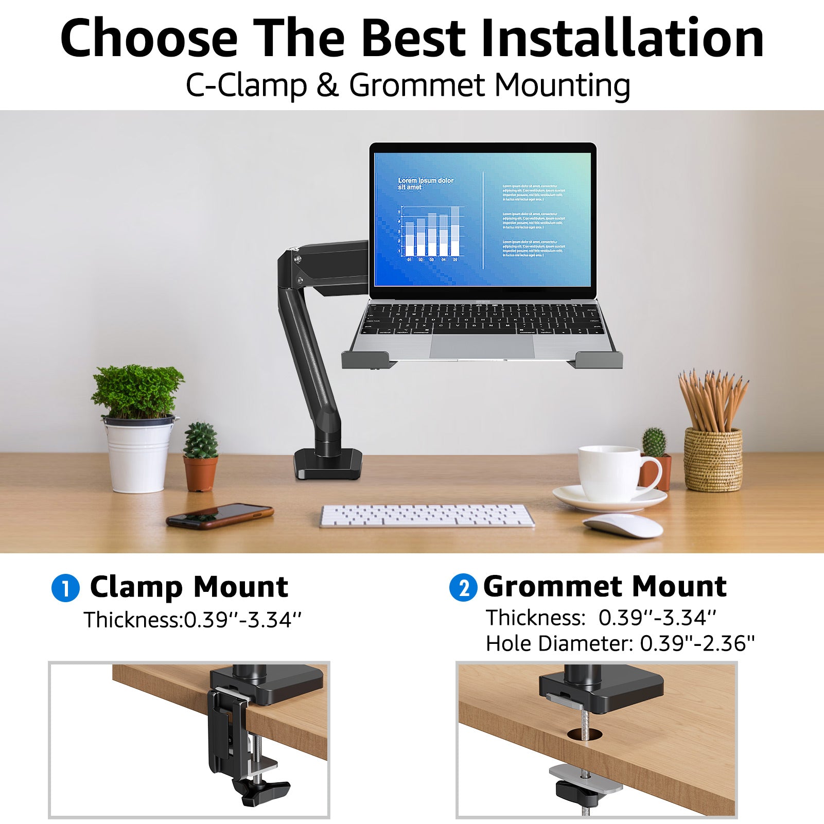 MOUNTUP Laptop Arm Mount for Desk Holds 3.3-17.6lbs MU4007