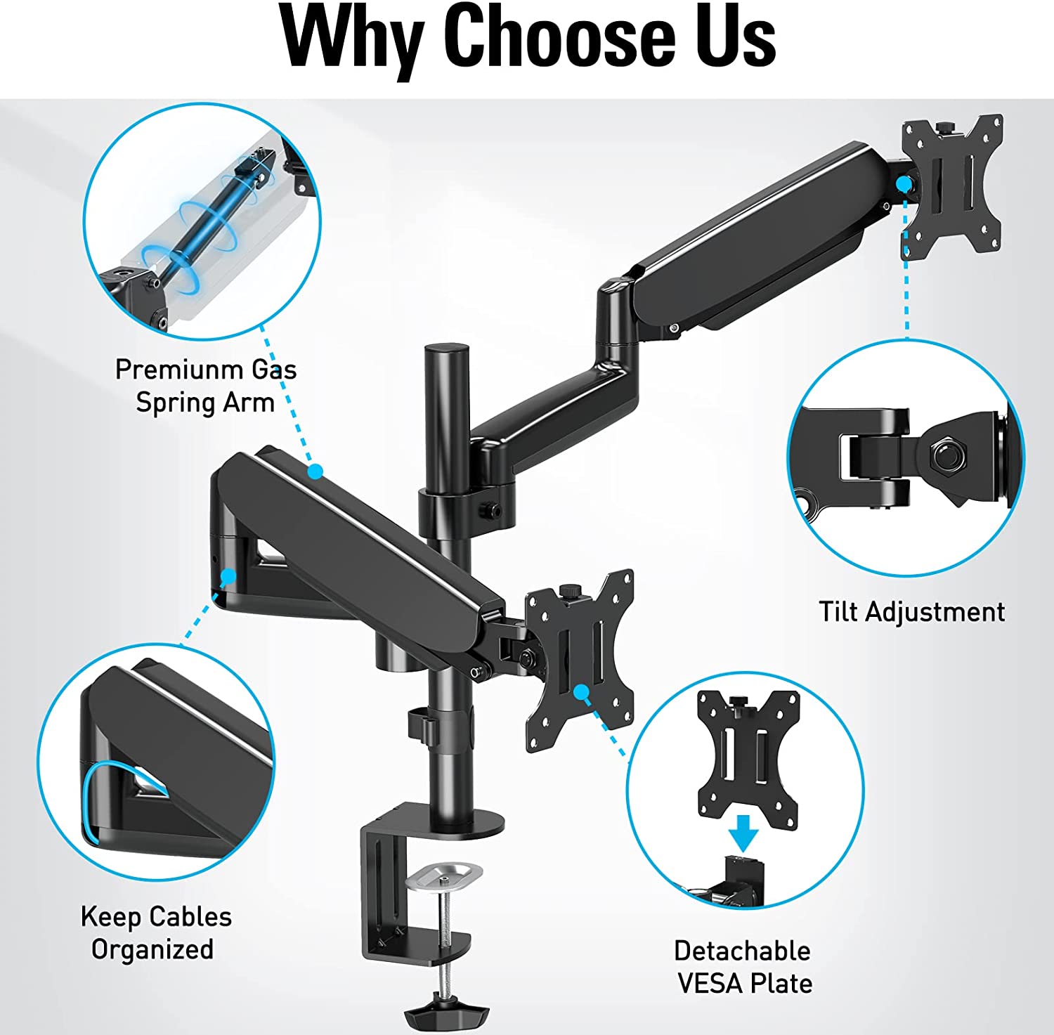 MOUNTUP high quality dual monitor mount for desk