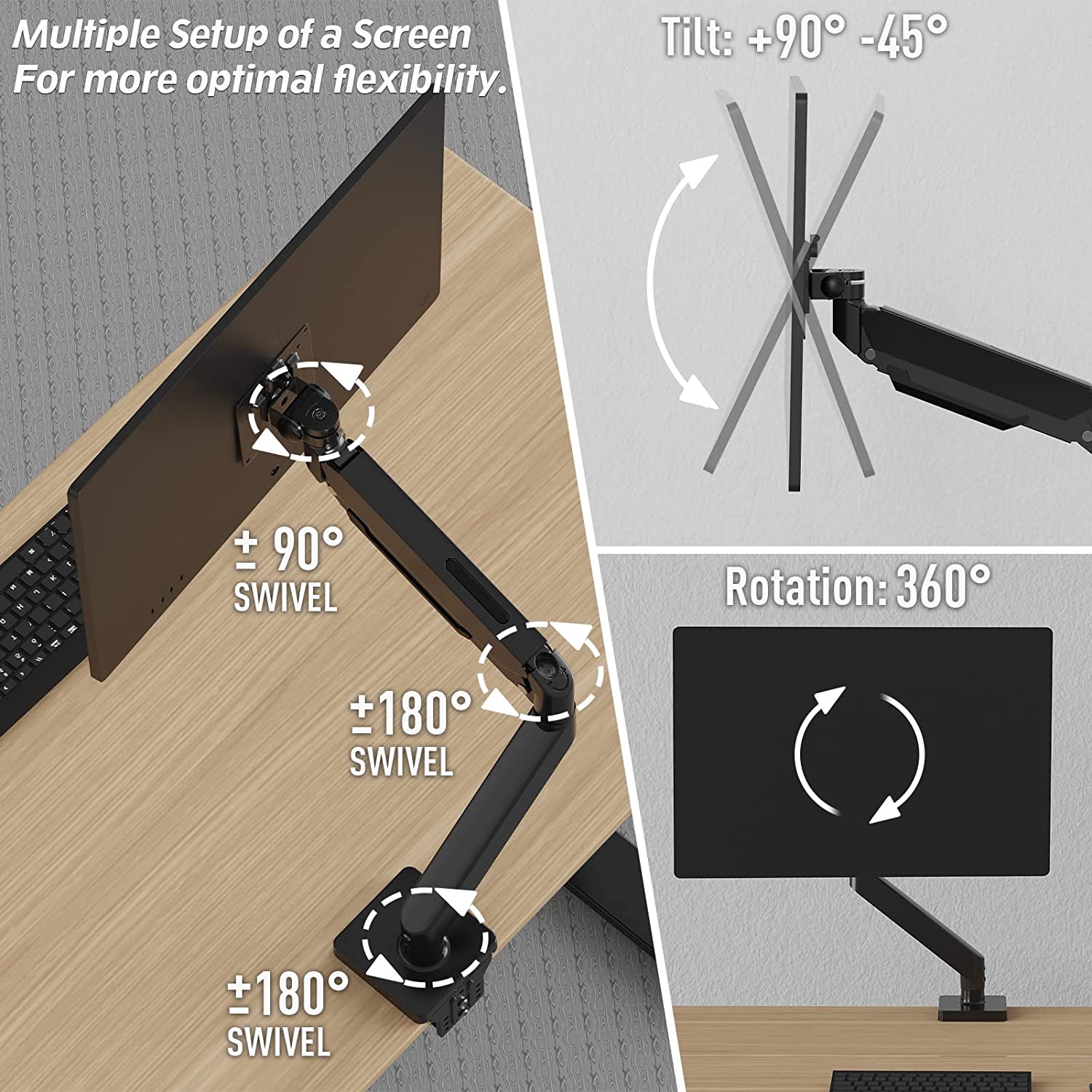 Single Monitor Desk Mount for 22"-42" Monitors MU7005