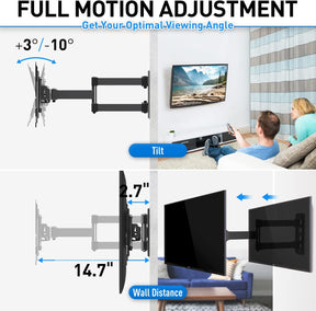 extendable TV mount tilts the TV up or down to have comfortable viewing 