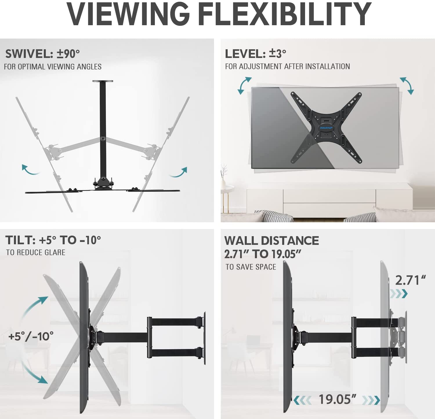 full motion TV mount to have a flexbile viewing