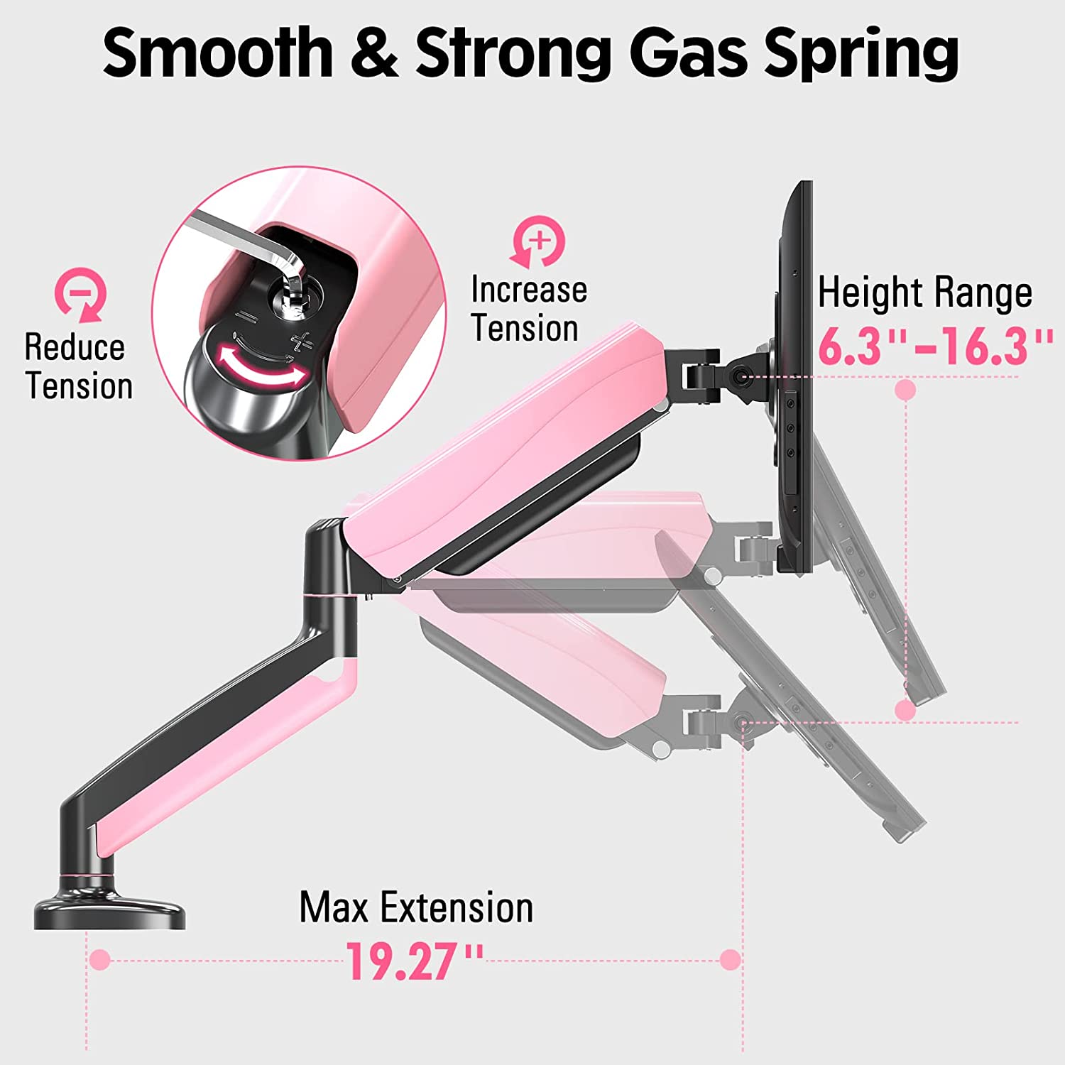 height adjustable single monitor desk mount