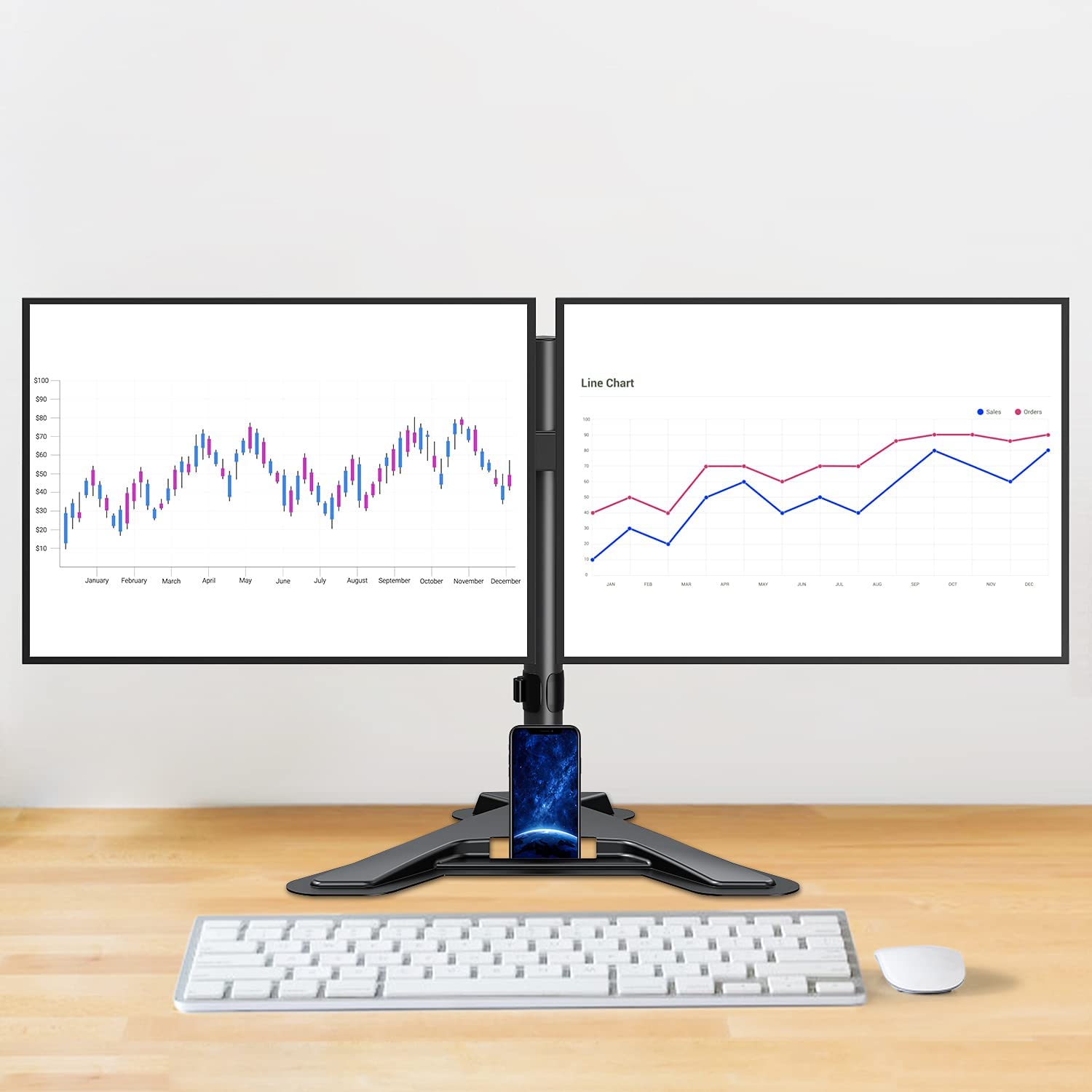 freestanding monitor stand in the office