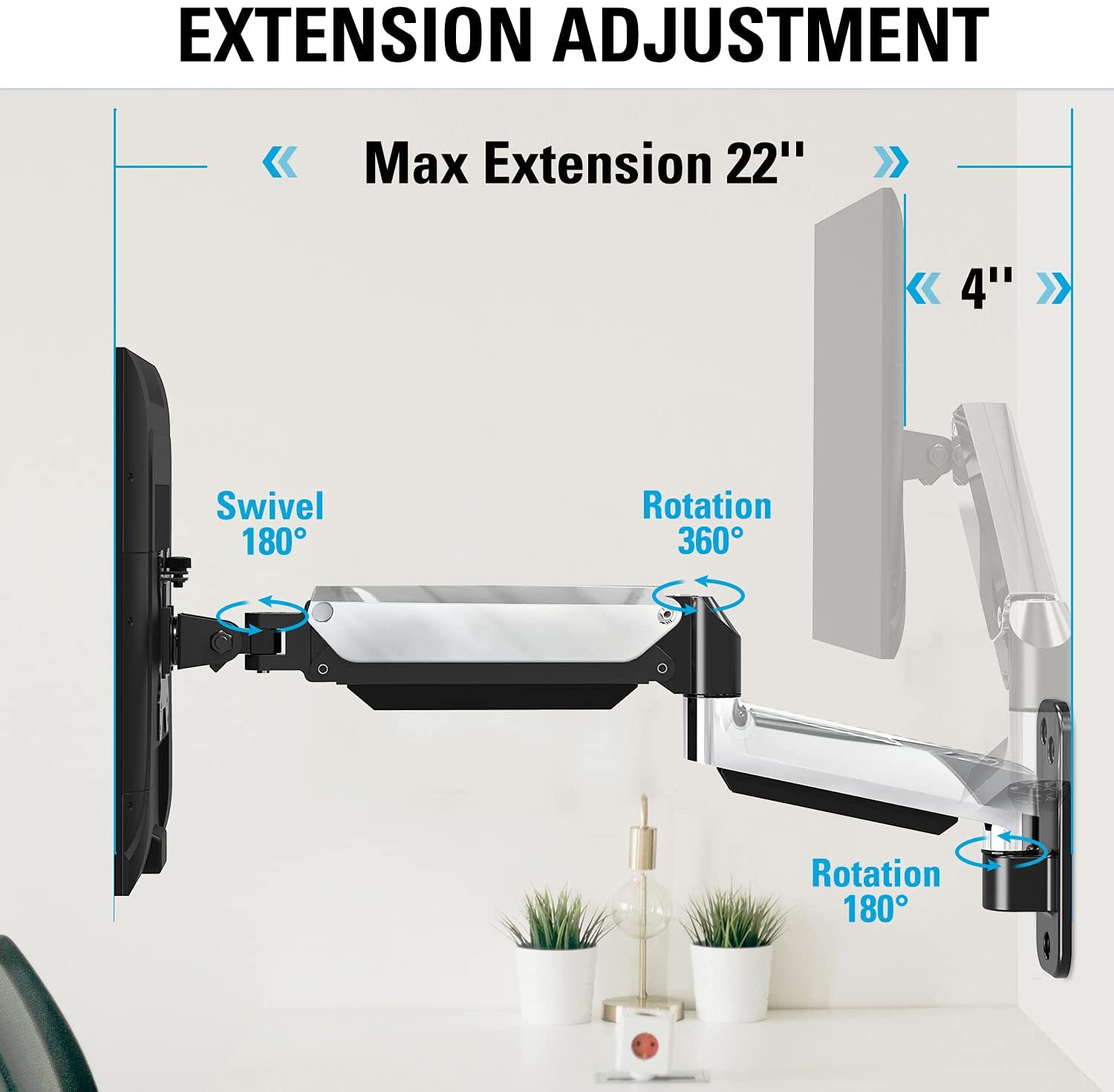 monitor wall mount with a 22'' extension