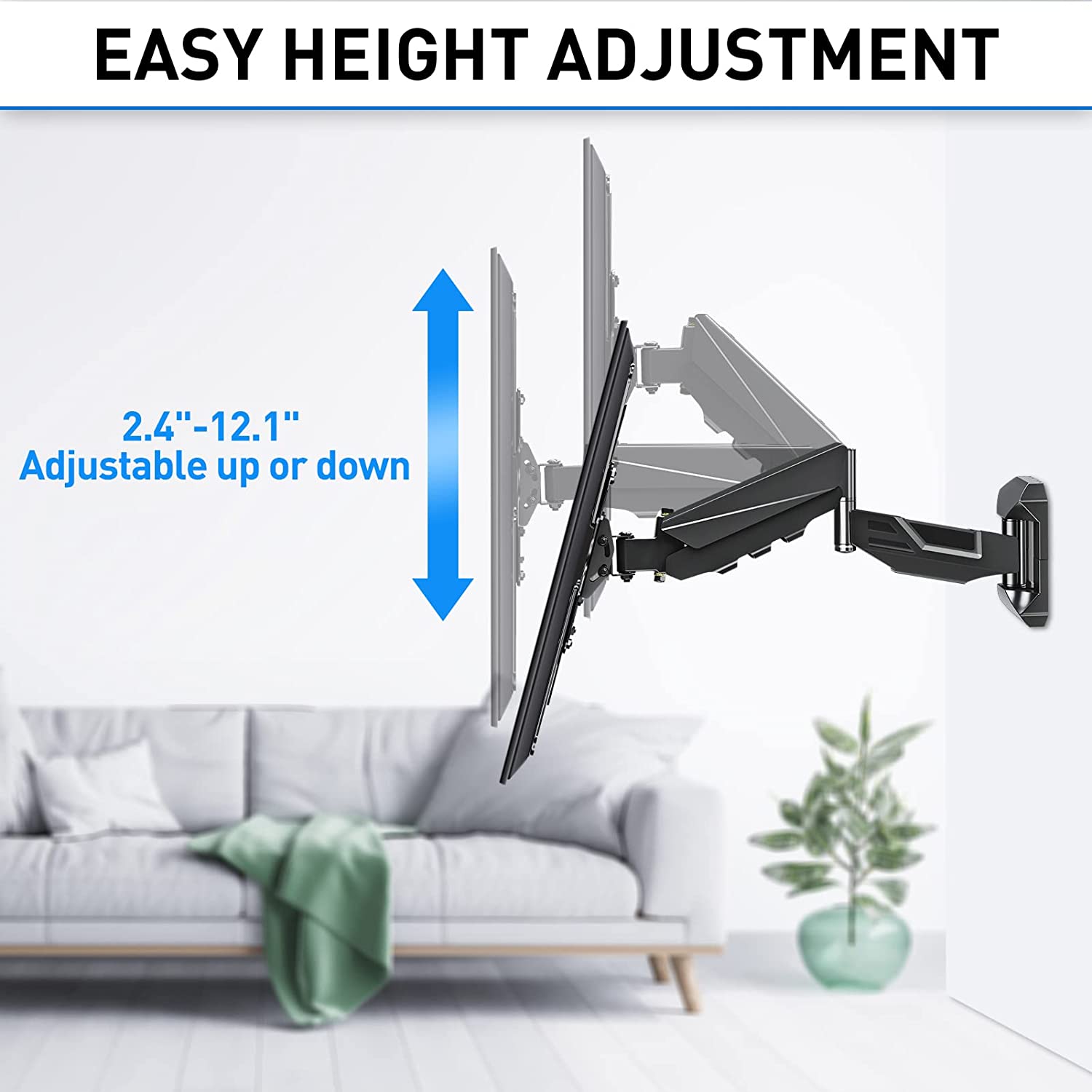 height adjustable TV wall mount from 2.4'' to 12.1''