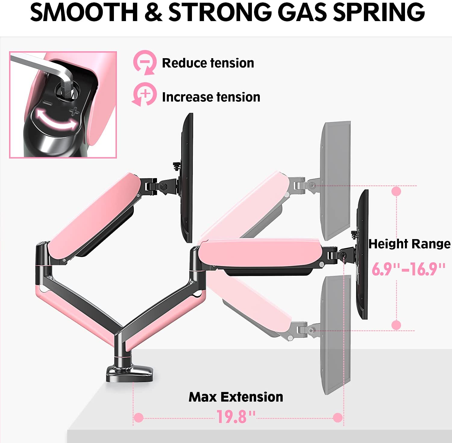 height adjustable single monitor mount