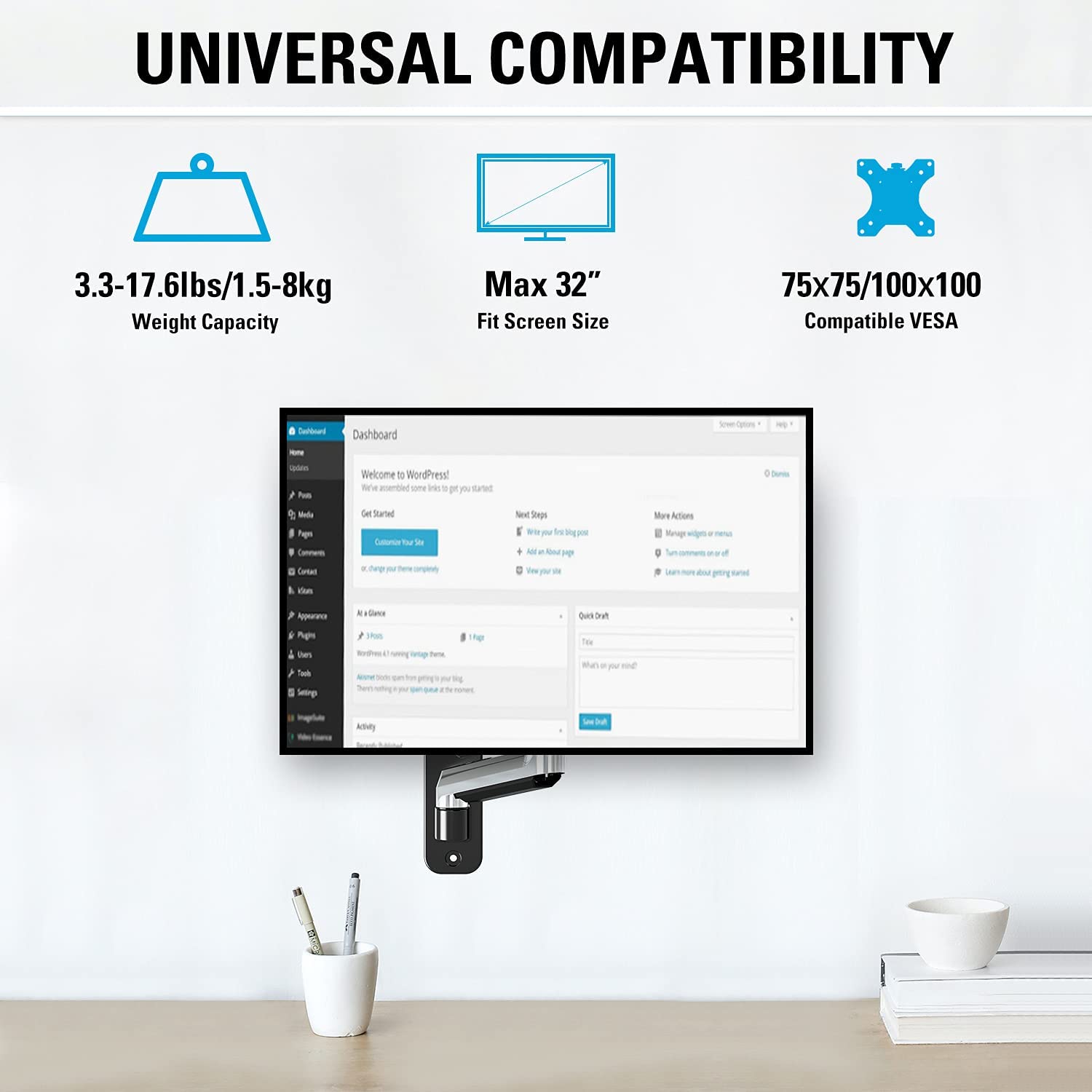Single Monitor Wall Mount for max 32'' monitors