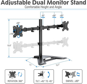 adjustable dual monitor stand for comfortable viewing