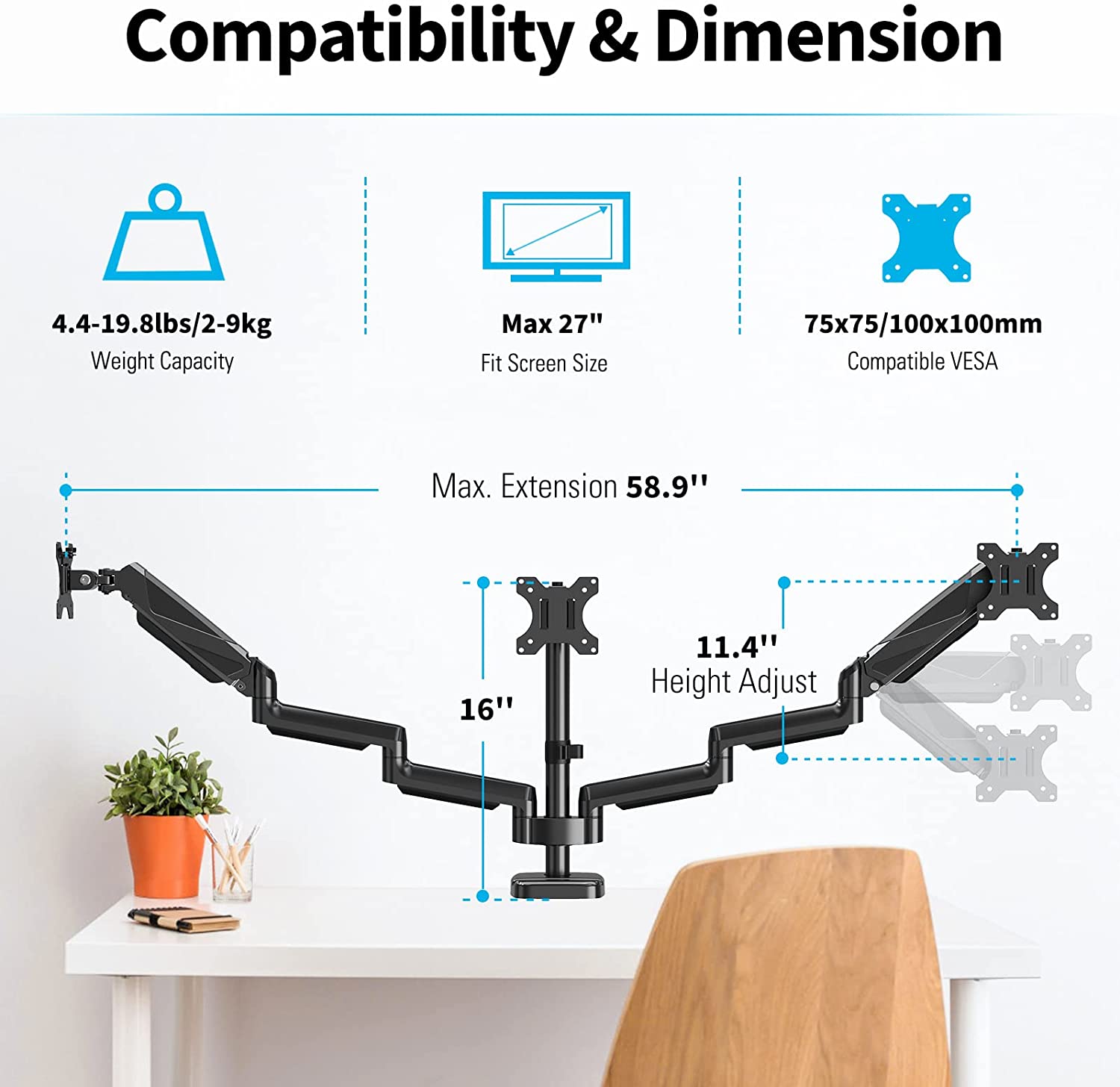 triple monitor mount for 27 inch monitors