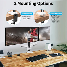 Triple monitor stand offers 2 mounting options