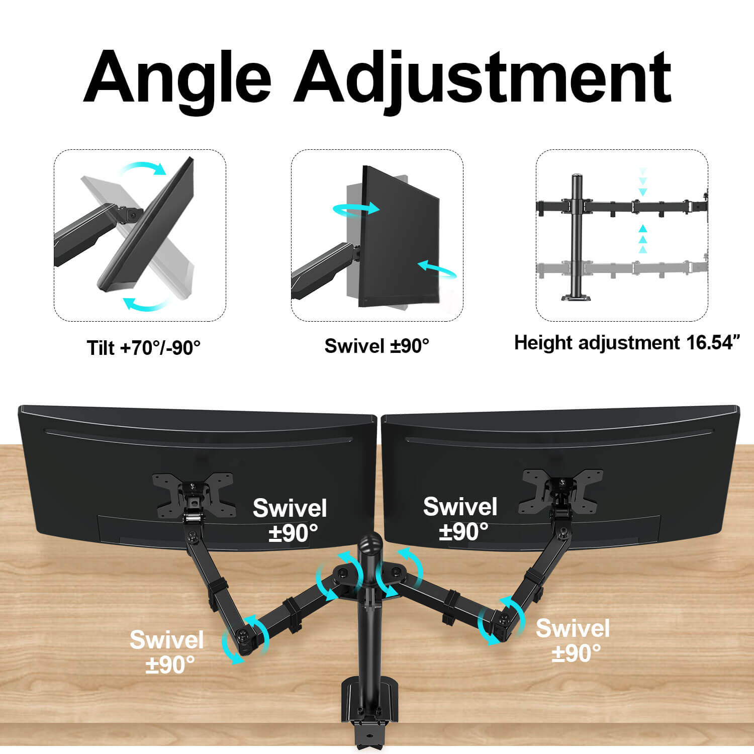 full motion monitor desk stand for optimal viewing