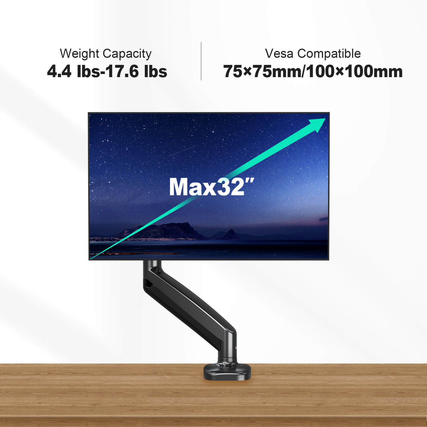 single monitor desk mount loads up to 4.4 lbs-17.6 lbs