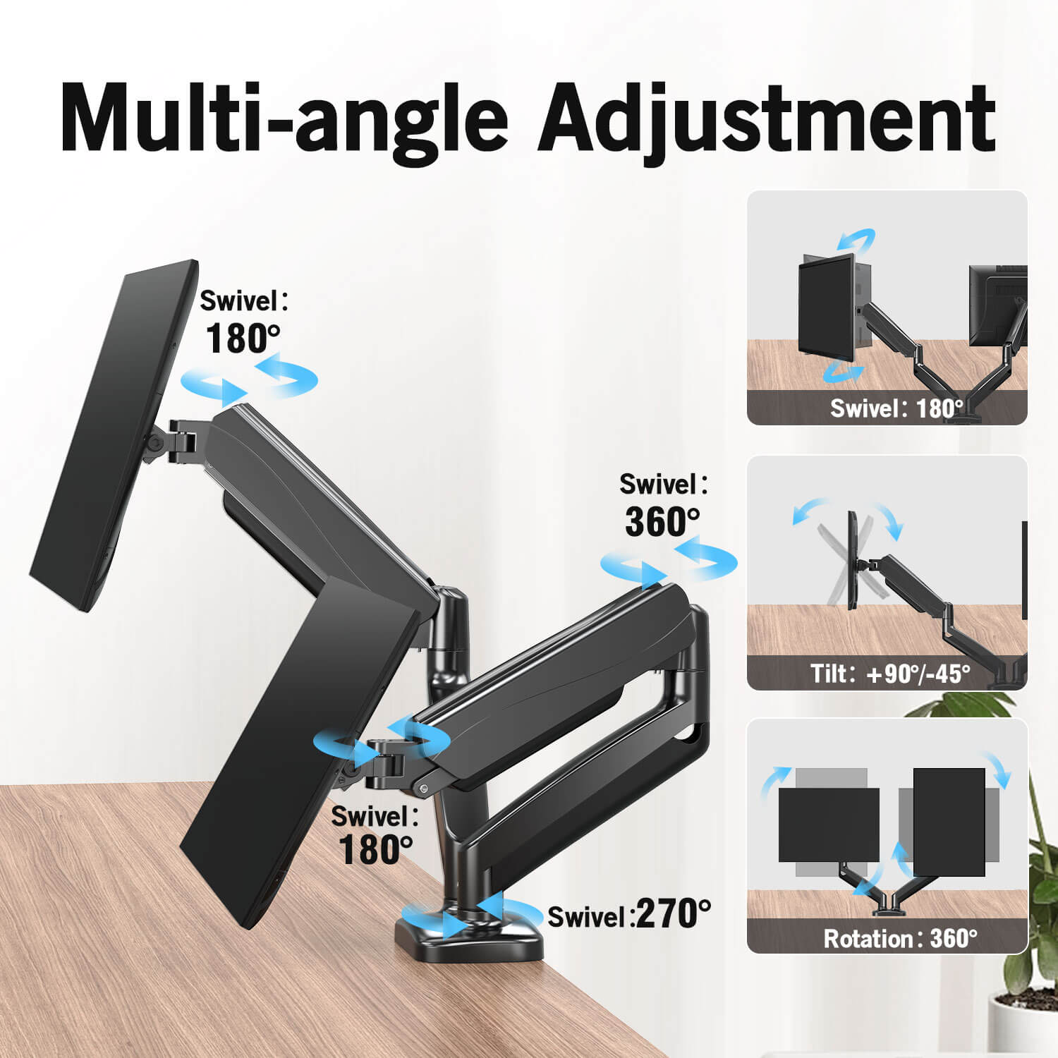 full motion dual monitor arm