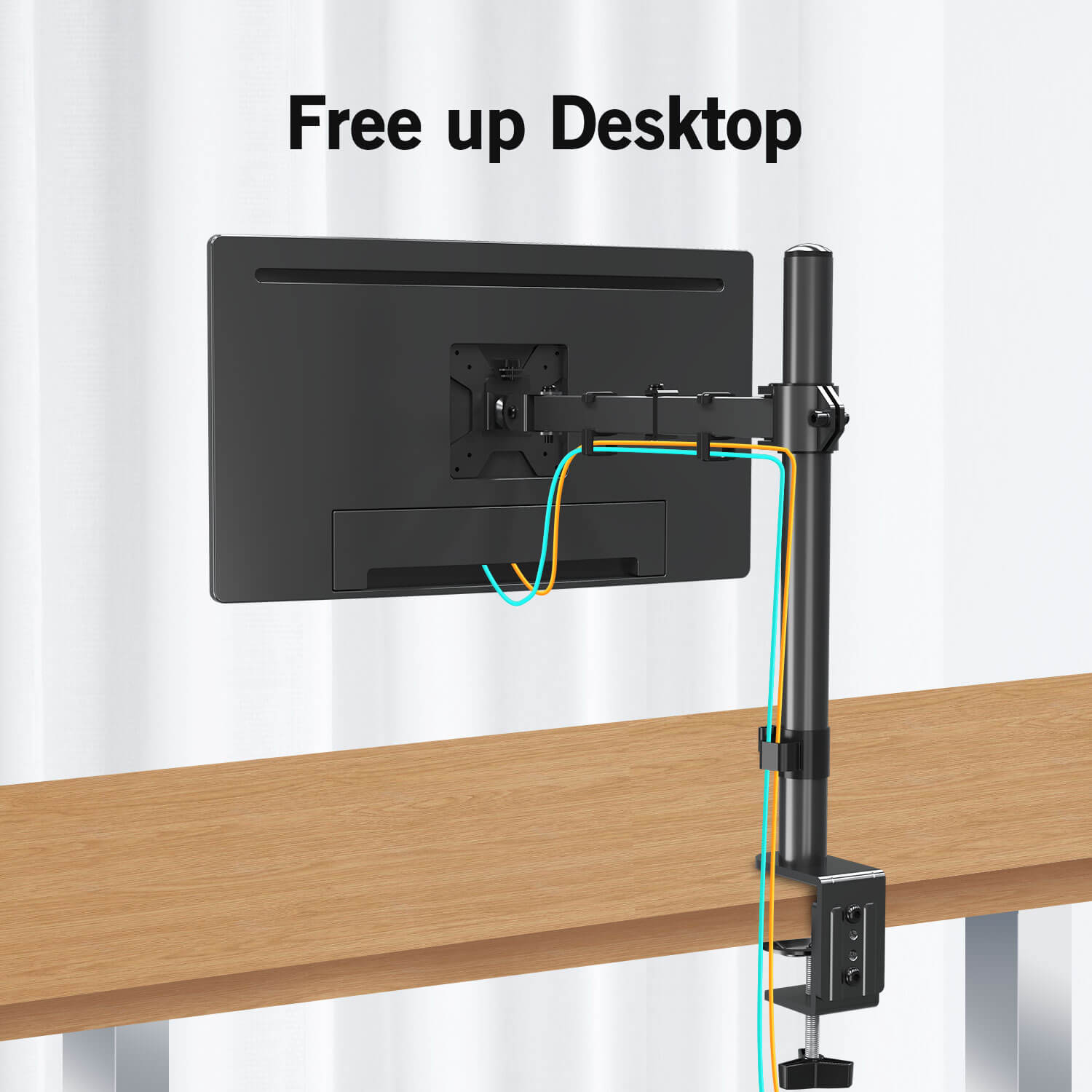 single monitor mount frees up desktop