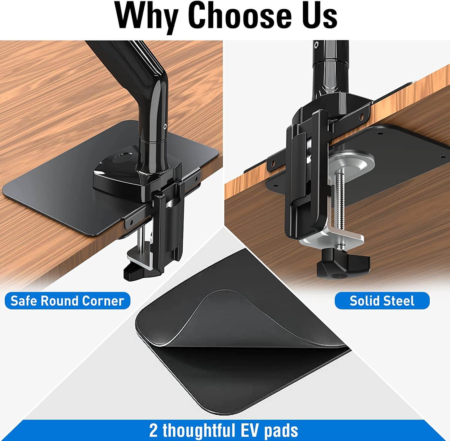 safe round corner, solid steel, 2 ev pads