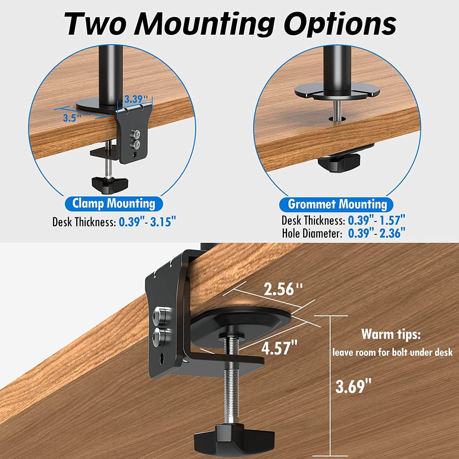 Single Monitor Tall Desk Mount for 13''-32'' Monitors MU3003