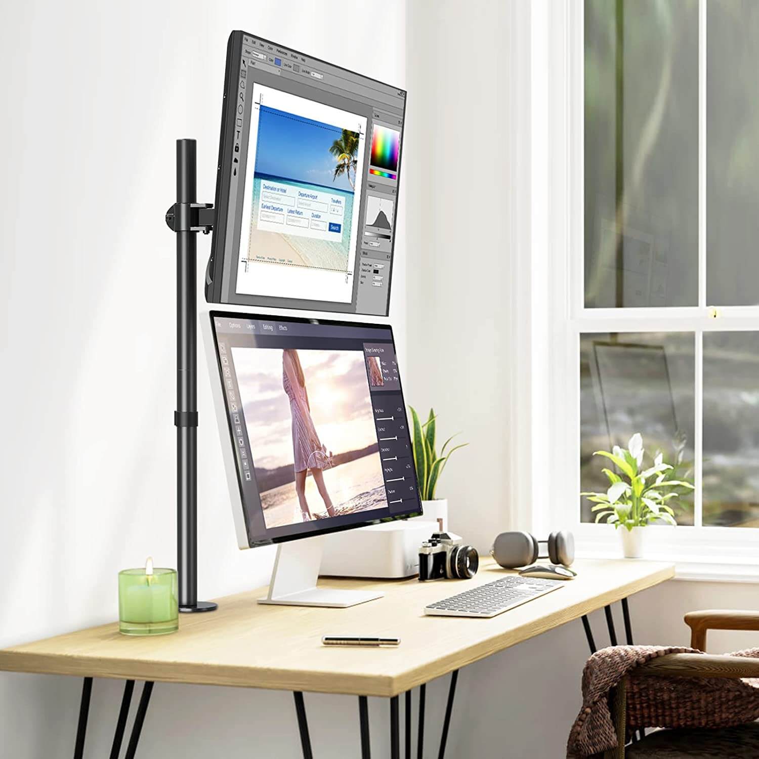 Single Monitor Tall Desk Mount for 13''-32'' Monitors MU3003