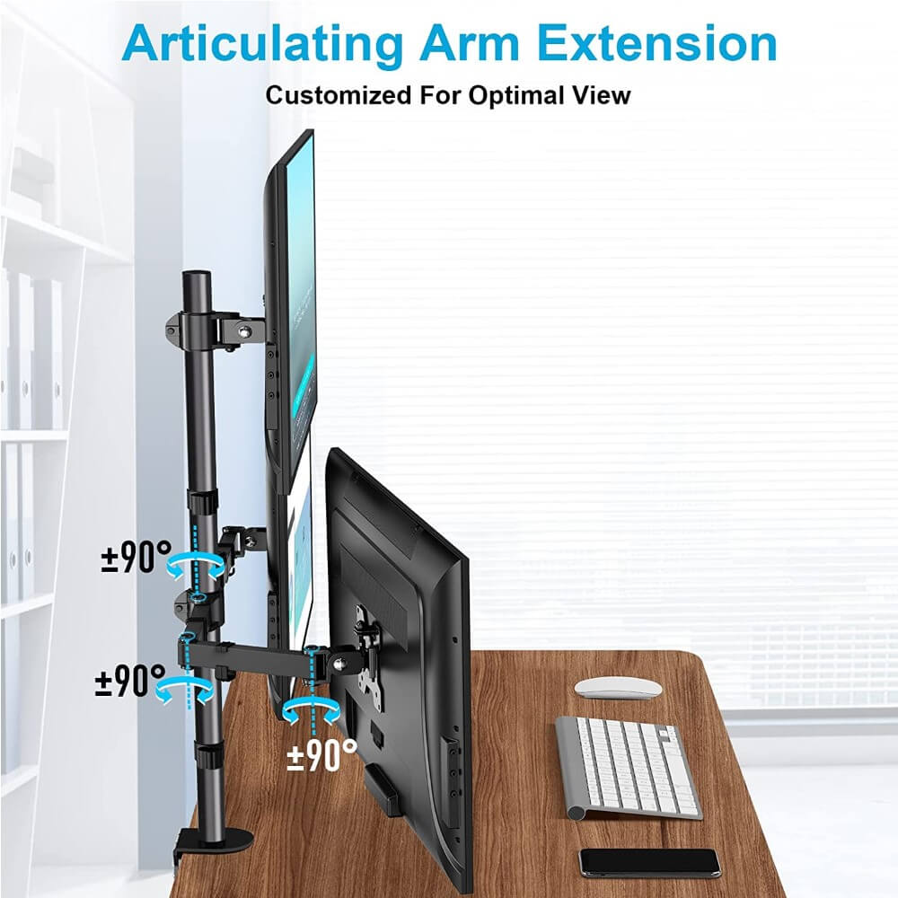 full motion 3 monitor stand customizes optimal viewing