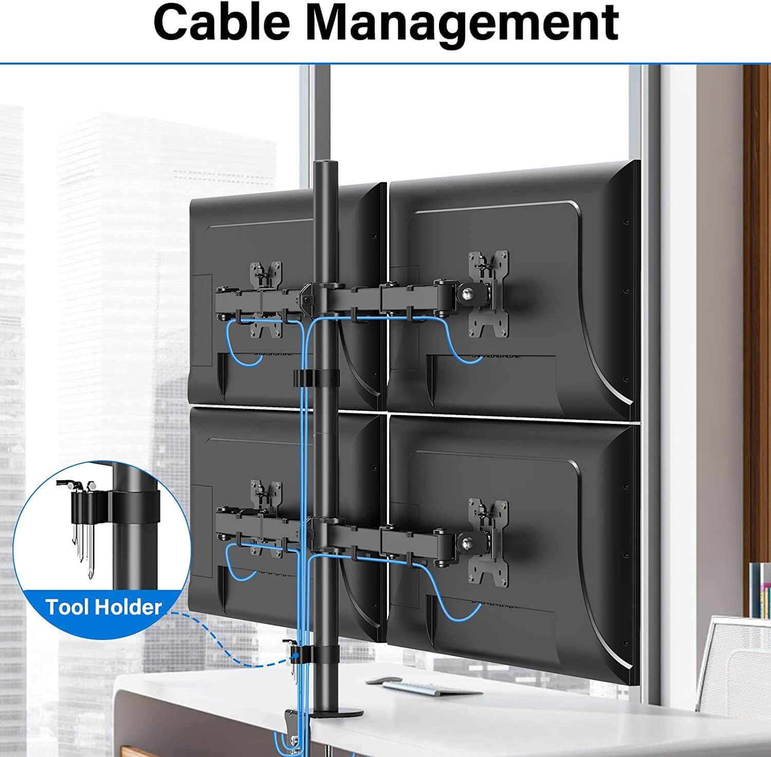 4 monitor stand with cable management