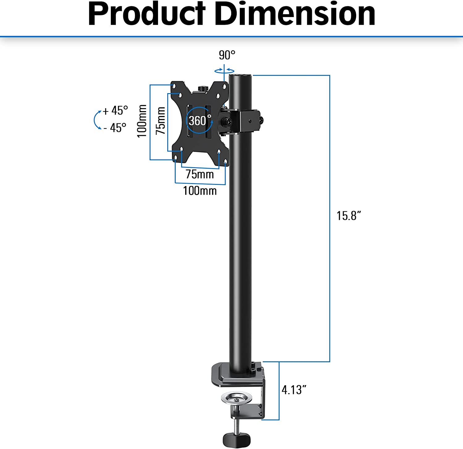 Single Monitor Desk Mount for 13''-32'' Monitors MU4003-A