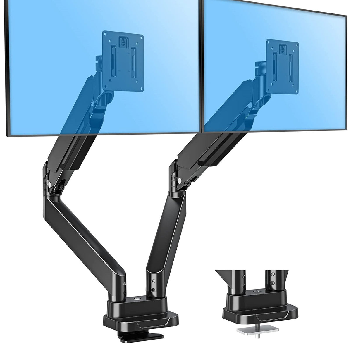 dual monitor arm black for ultra wide monitors