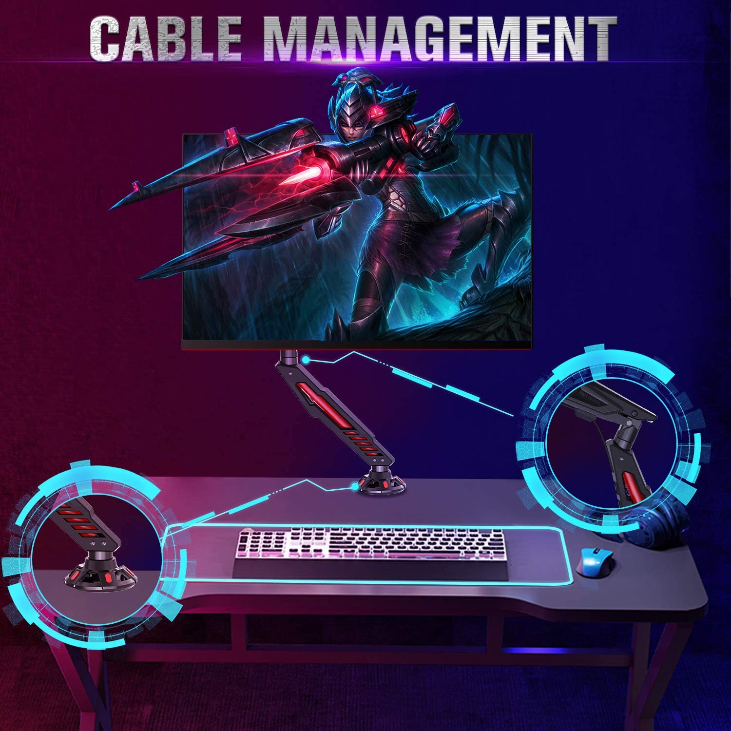 Soporte de escritorio para monitor único para monitores de 17''-32'' MU0027 para juegos
