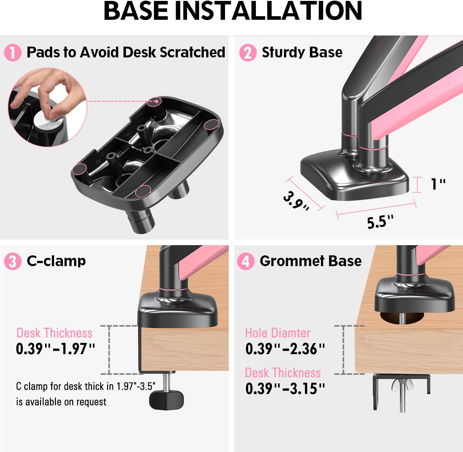 c-clamp or grommet installation options