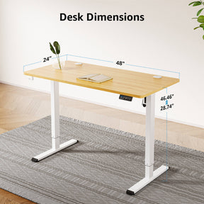 MOUNTUP 48x24" Electric Height Adjustable Standing Desk- Oak