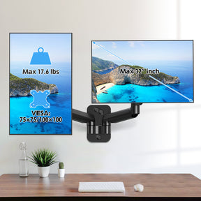 MOUNTUP Soporte de pared para monitor doble para 2 pantallas de computadora  de 32 pulgadas máximo, brazo de doble monitor con resorte de gas de