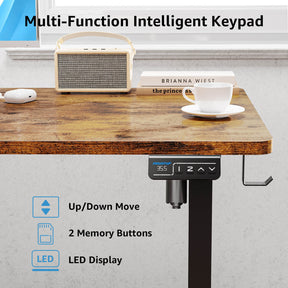 MOUNTUP 48x24" Electric Height Adjustable Standing Desk- Rustic Brown