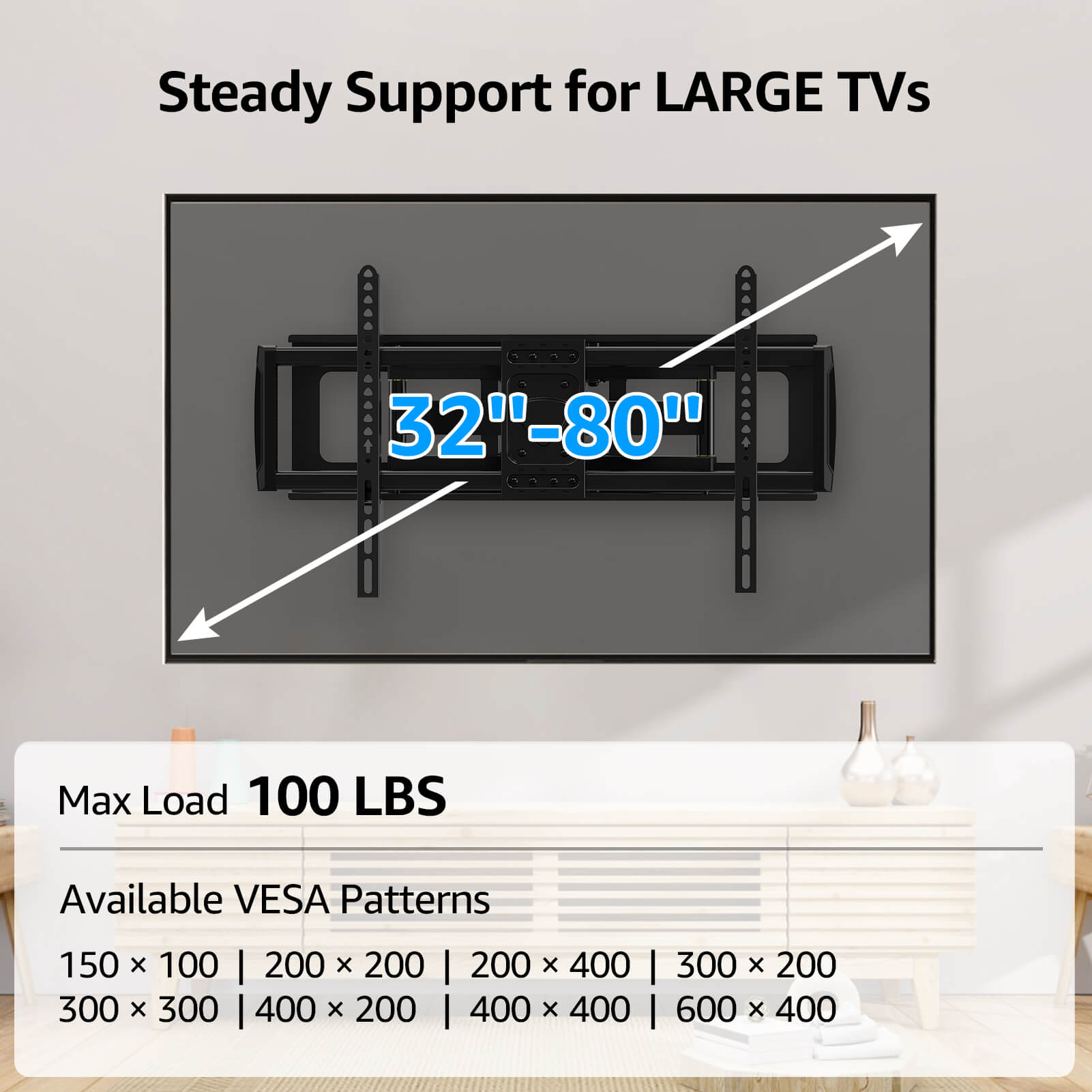 Full Motion TV Wall Mount for 37''-80" TVs MUT0055-24