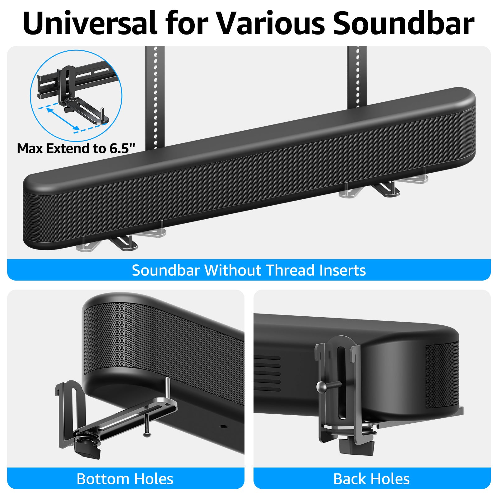 USX MOUNT Soporte de barra de sonido para barra de sonido para montaje  sobre o debajo de TV, soporte de barra de sonido de hasta 13.2 libras, dos