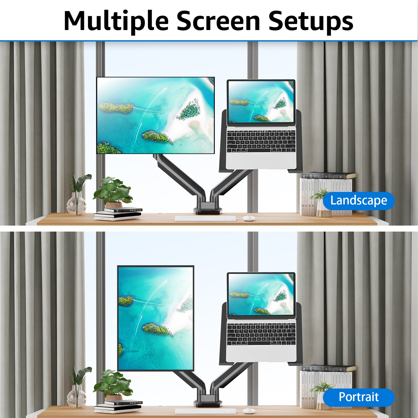 Laptop and Monitor Stand for 13''-17'' Laptop and Max 32'' Monitors MU4008