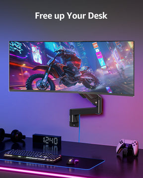 MOUNTUP Monitor Wall Mount for 49 45 43 40 35 32 27 24 Inch Screens, Heavy Duty Wall Monitor Mount, Holds 4.4 to 44 lbs, Ultrawide Gas Spring Monitors Arm Wall Mount, VESA Mount 75x75/100x100mm