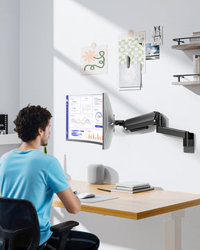 MOUNTUP Monitor Wall Mount for 49 45 43 40 35 32 27 24 Inch Screens, Heavy Duty Wall Monitor Mount, Holds 4.4 to 44 lbs, Ultrawide Gas Spring Monitors Arm Wall Mount, VESA Mount 75x75/100x100mm