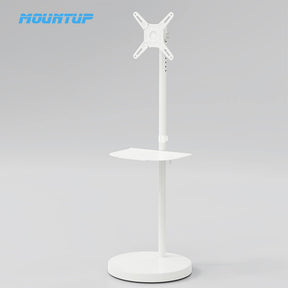 17''-42'' White Floor Monitor Stand Tilt Rotation TV Cart MUT1108