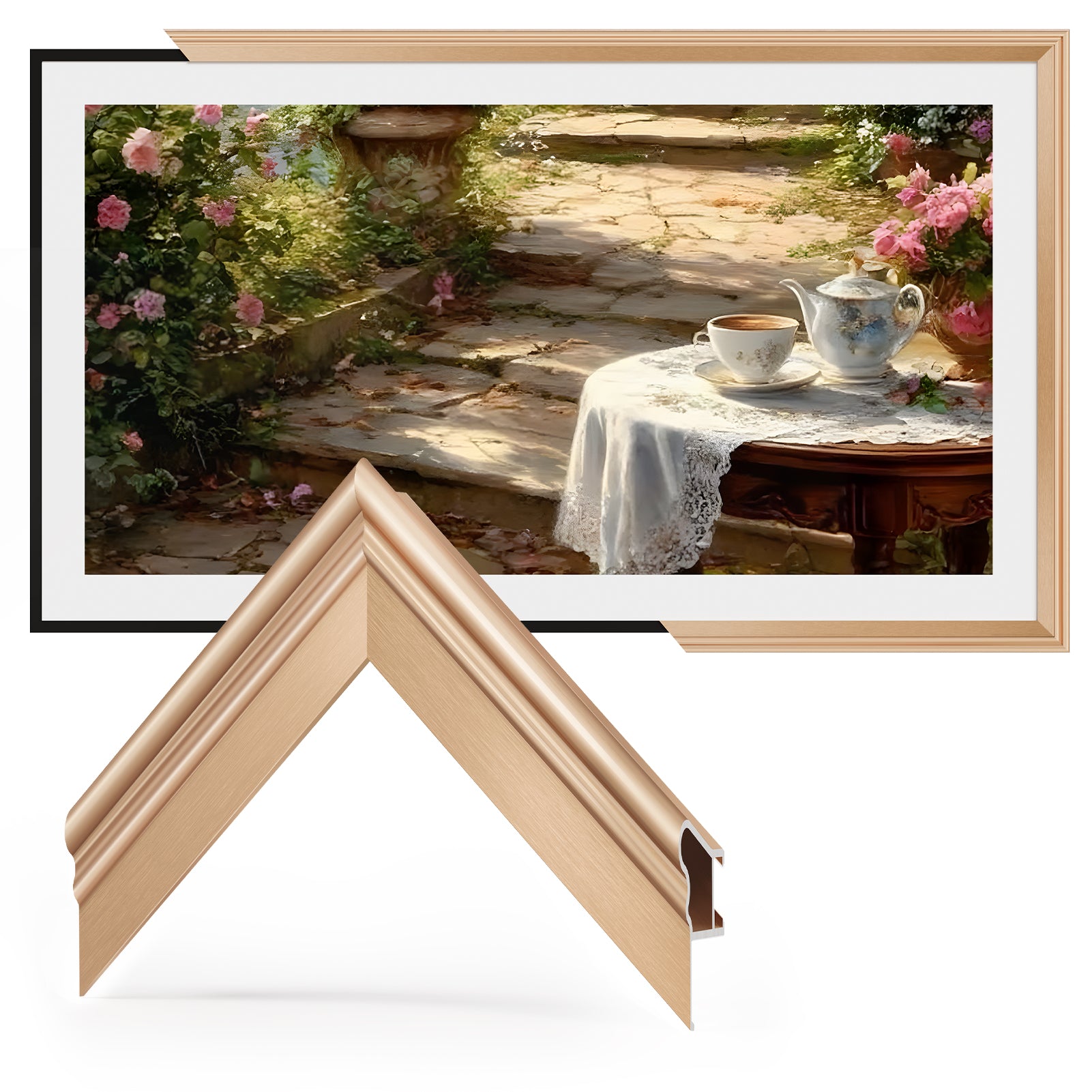 VueFrame TV Frames Deco Alloy Bezel Only for Samsung The Frame TVs, Modern & Minimalist Styles from TV to Art, Interchangeable Bezels for Home Decor, Easy Installation