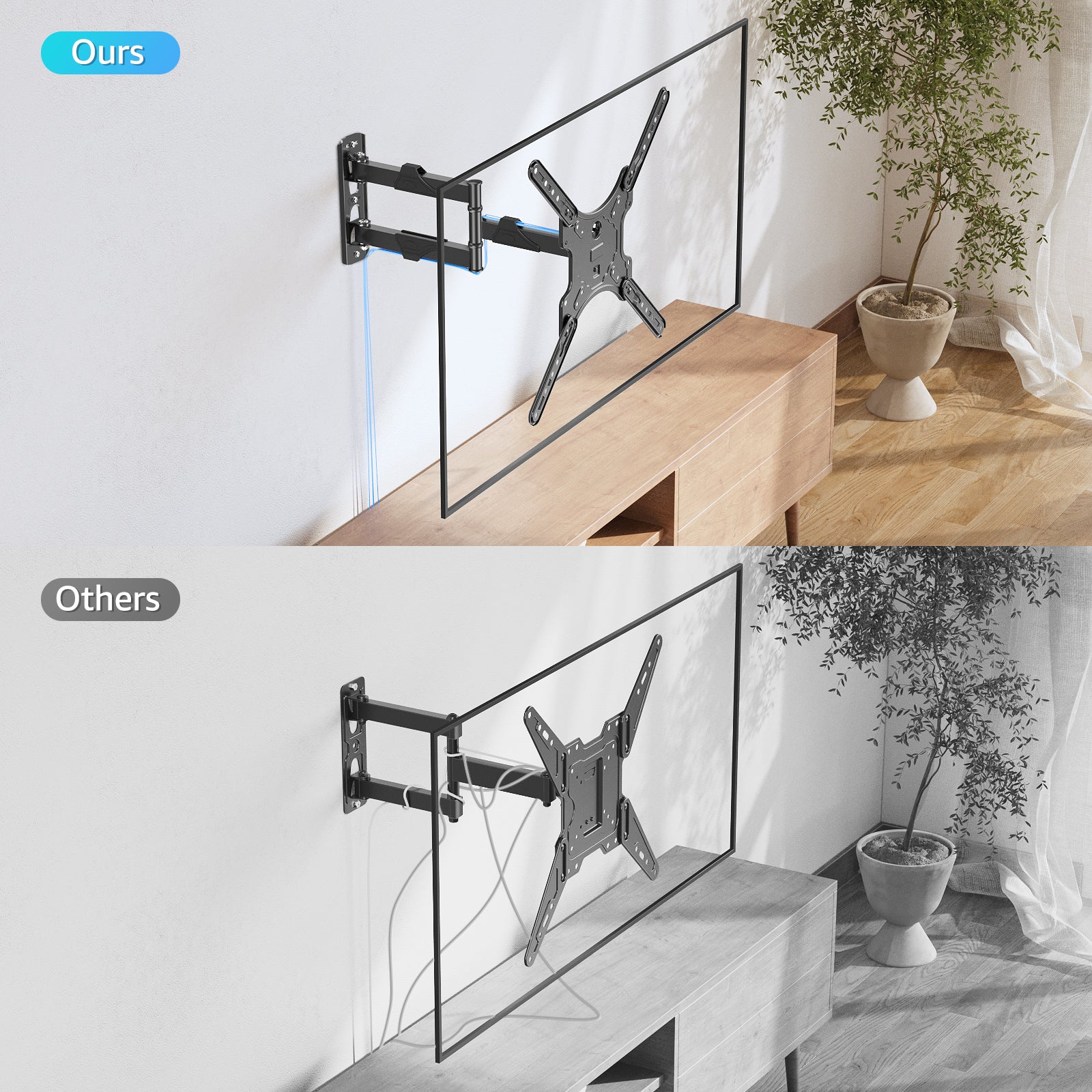 Soporte de pared para TV de esquina con movimiento completo para televisores de 26 a 60 pulgadas MU0009