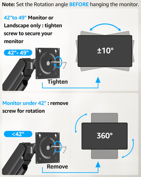 MOUNTUP Monitor Wall Mount for 49 45 43 40 35 32 27 24 Inch Screens, Heavy Duty Wall Monitor Mount, Holds 4.4 to 44 lbs, Ultrawide Gas Spring Monitors Arm Wall Mount, VESA Mount 75x75/100x100mm