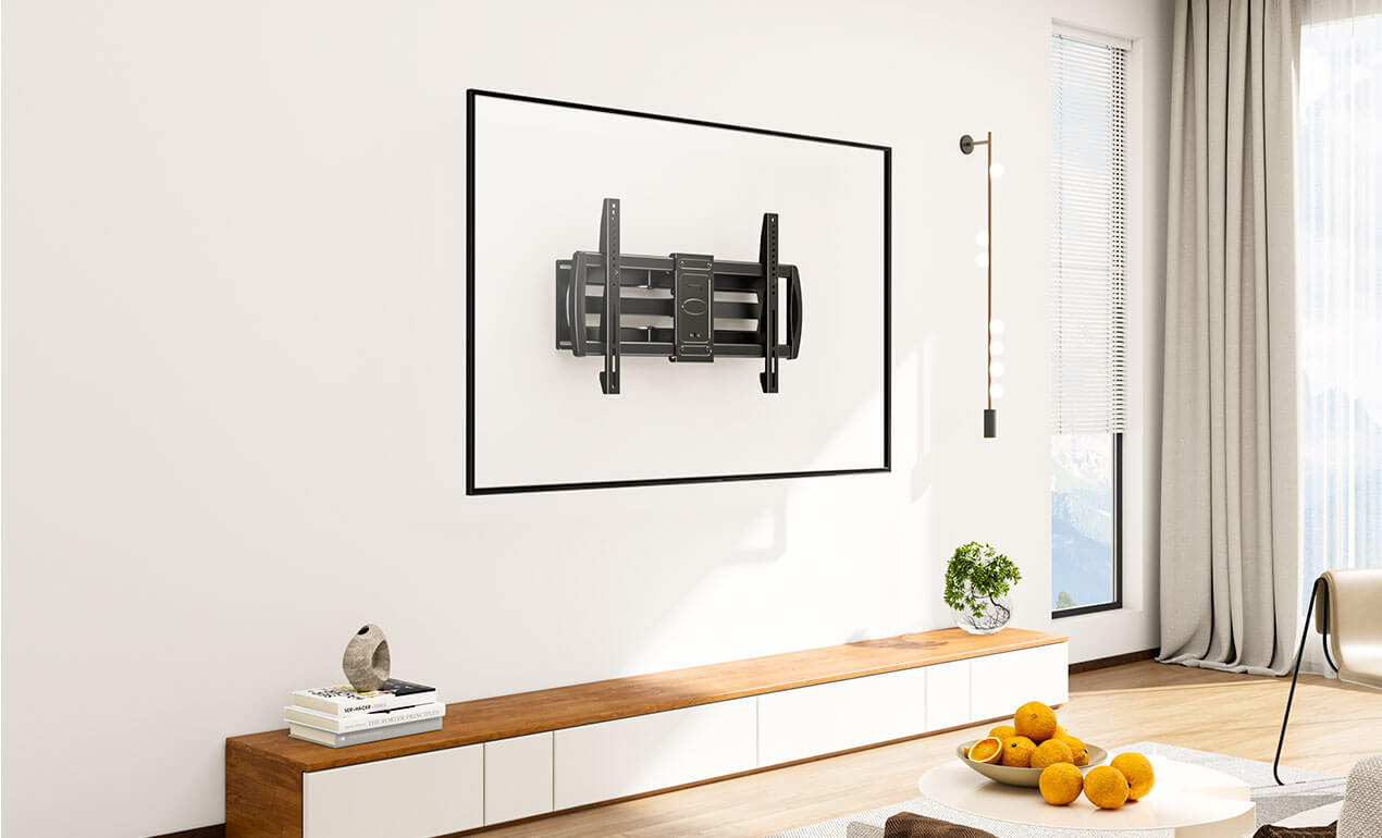 full motion tv wall mount in the living room demo