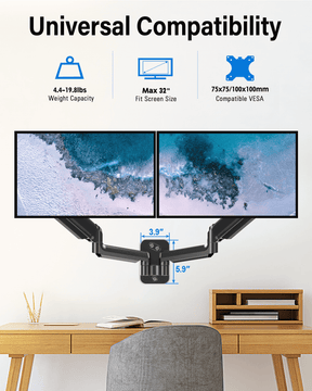 Soporte de pared para monitor dual para 2 monitores máx. de 32'' MU2004