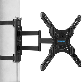 MOUNTUP Pillar TV Mount for 26"-60" TVs, Full Motion Strap-On Post Mount for Round & Square Columns, Swivel Tilt Level, No-Drill Design, Max VESA 400x400mm, Holds 77 lbs, Black MU0084