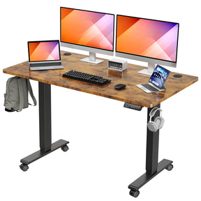 Electric Height Adjustable Standing Desk - Rustic Brown