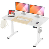 Electric Height Adjustable Standing Desk - White & Oak MUD414