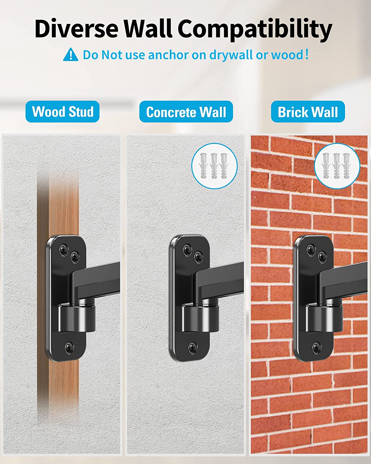 install monitor wall mount onto wood stud or concrete/brick wall