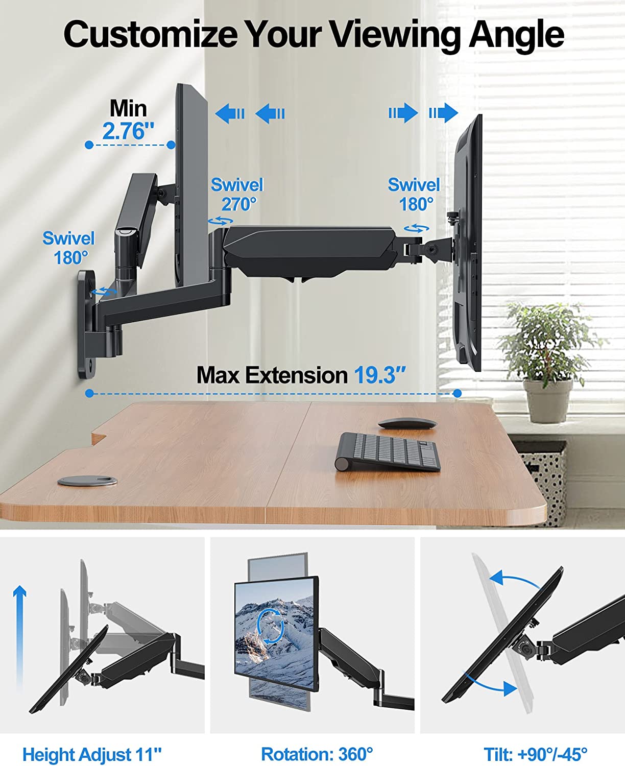 dual monitor wall mount customize your viewing angle