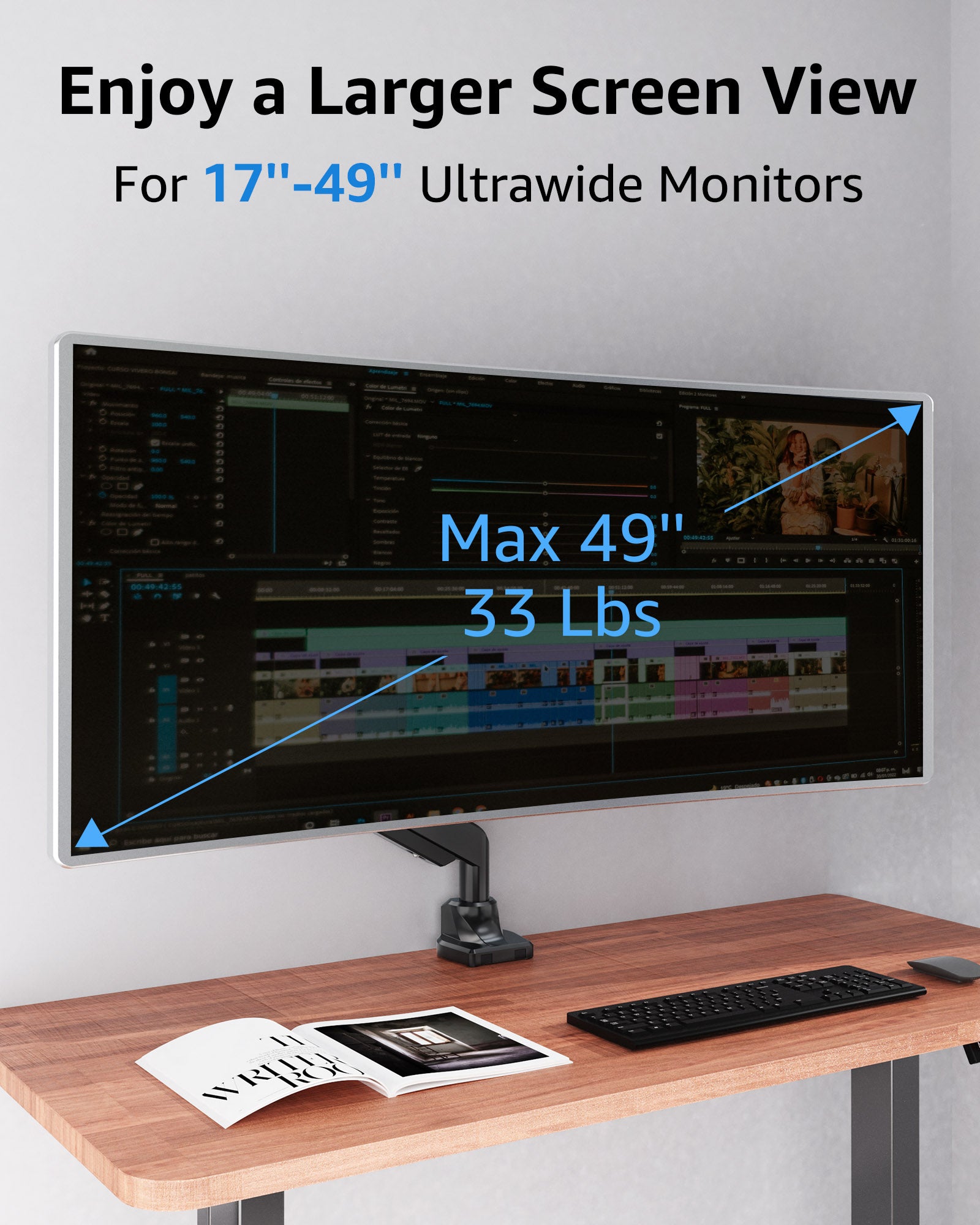 Single Monitor Ultrawide Desk Mount for 19"-49" Monitors MU7011