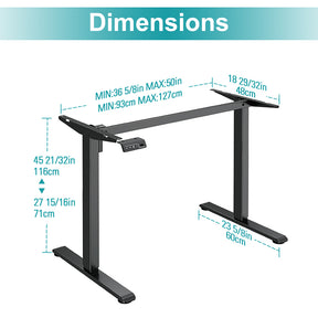 Standing Desk Frame Single Motor Electric Height Adjustable Desk Legs Black White Grey MUDL17